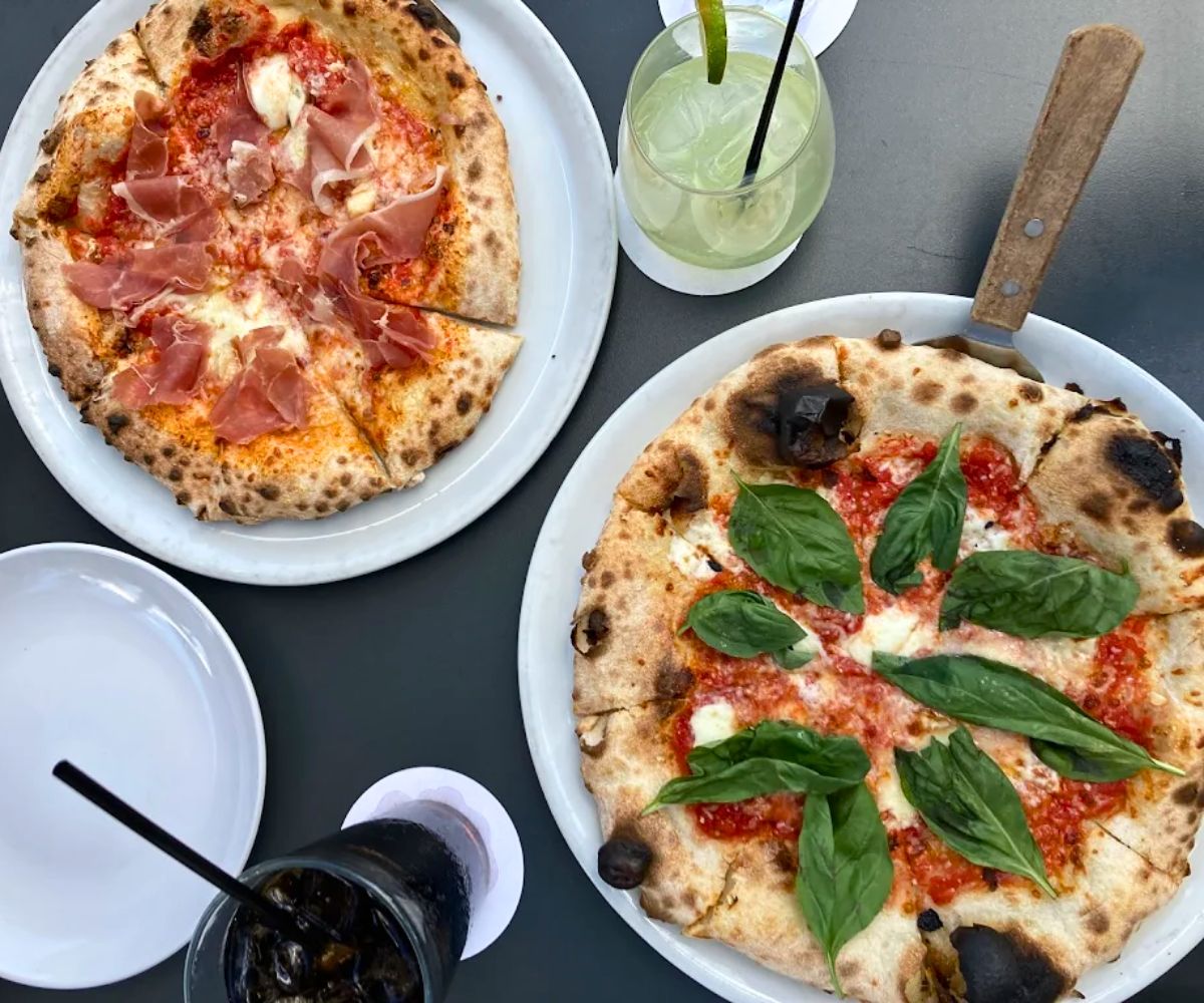 pizzas at Maggie's Farm Wood-Fired Pizza in Iowa City, Iowa