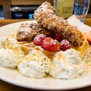 Crispy Chicken & Waffle at Rogue Island Local Kitchen & Bar in Providence, Rhode Island