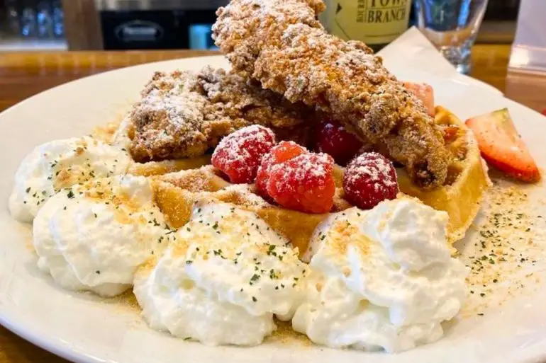 Crispy Chicken & Waffle at Rogue Island Local Kitchen & Bar in Providence, Rhode Island