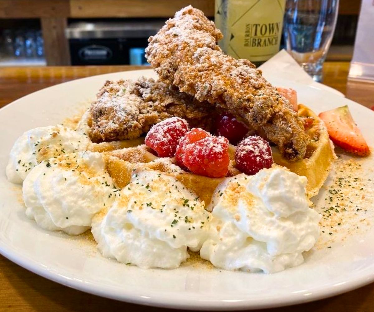 Crispy Chicken & Waffle at Rogue Island Local Kitchen & Bar in Providence, Rhode Island