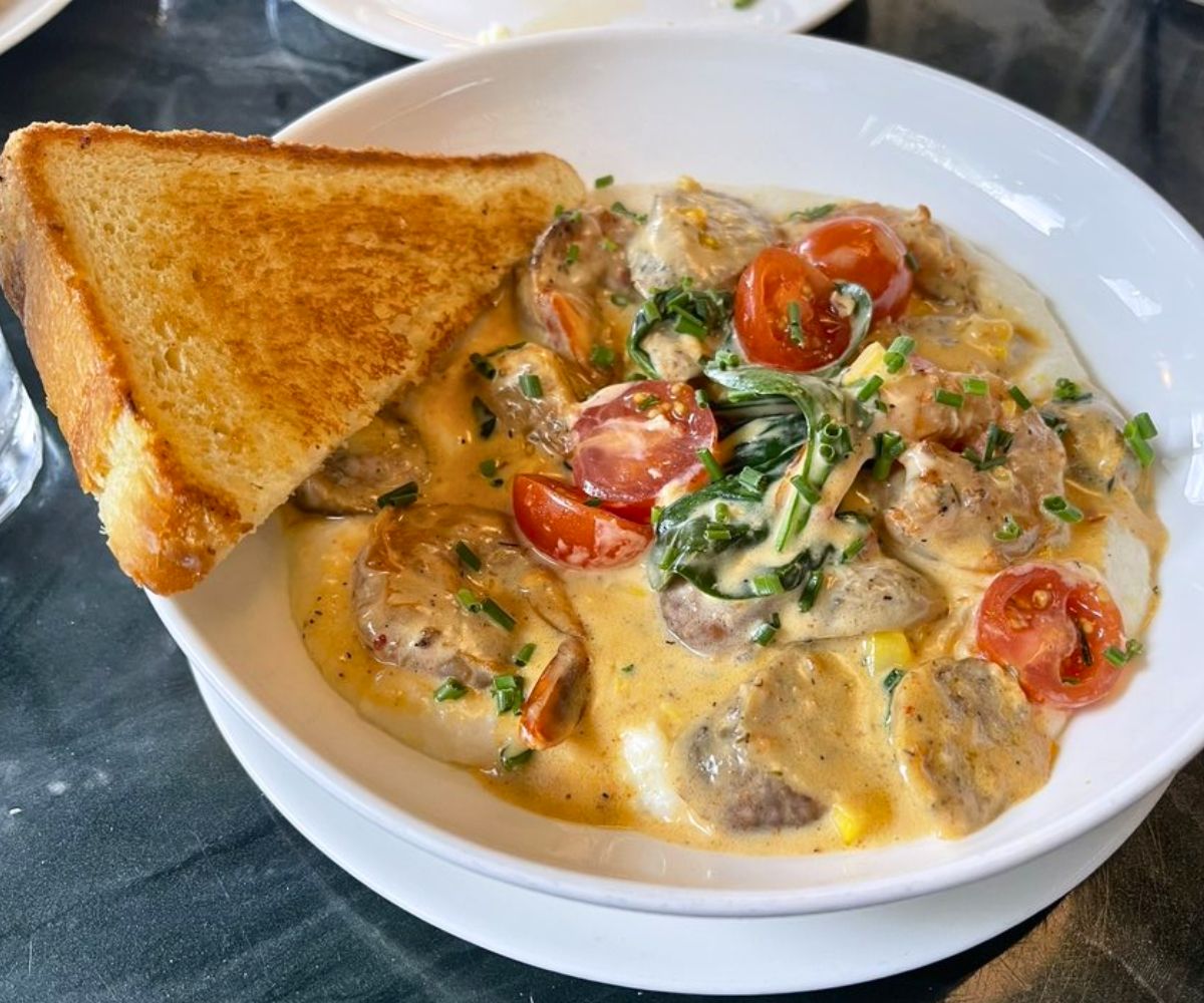 Shrimp and Grits at Breakfast at Barney's in Atlanta, Georgia