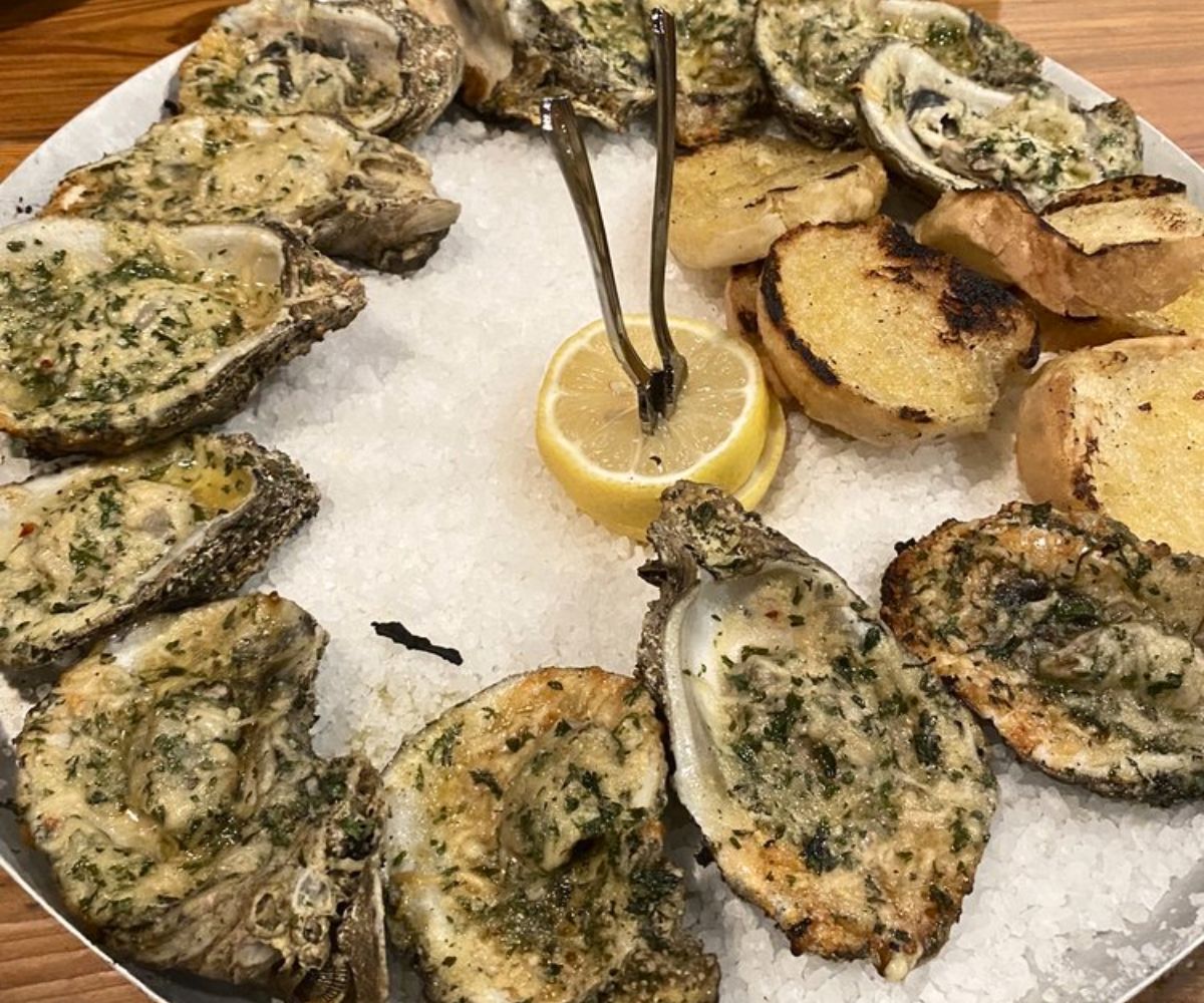 chargrilled oysters at The Reef in Biloxi, Mississippi