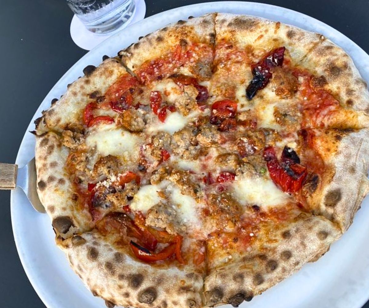 pizza at Maggie's Farm Wood-Fired Pizza in Iowa City, Iowa