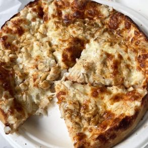 Crab Pizza at Matthew's Pizza in Baltimore, MD