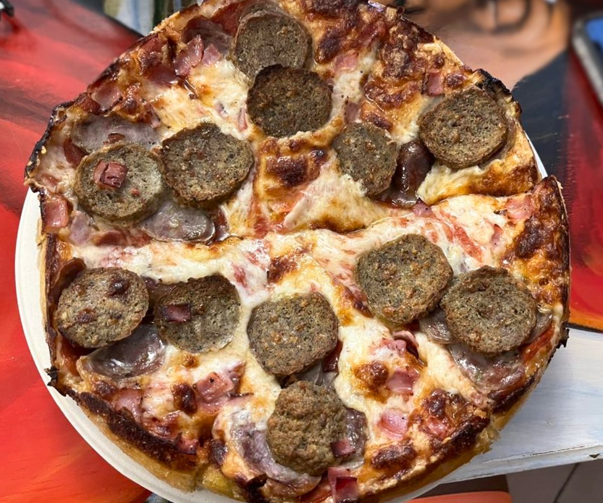 Meat Lovers Pizza at Matthew's Pizza in Baltimore, Maryland