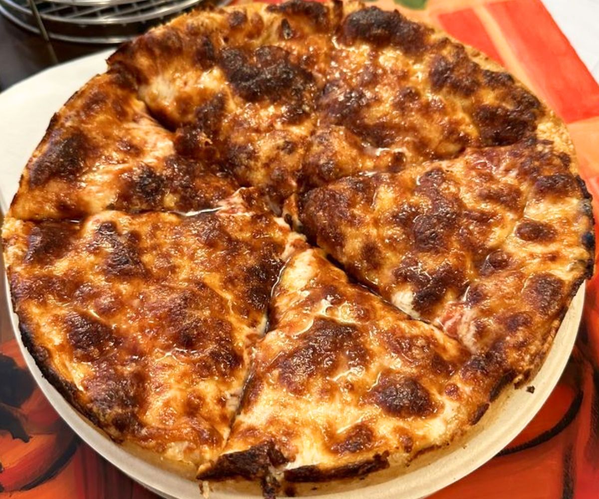 Original Cheese Pizza at Matthew's Pizza in Baltimore, Maryland