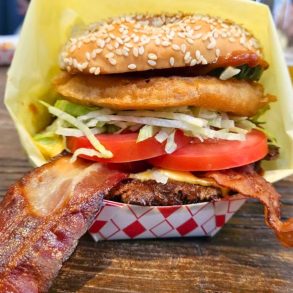 Westerner Burger at Lovely's in Oakland, CA