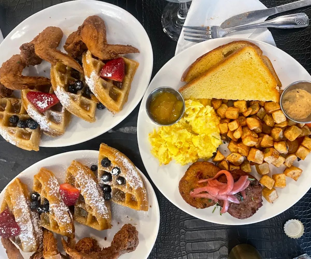 various breakfast dishes at Breakfast at Barney's in Atlanta, Georgia