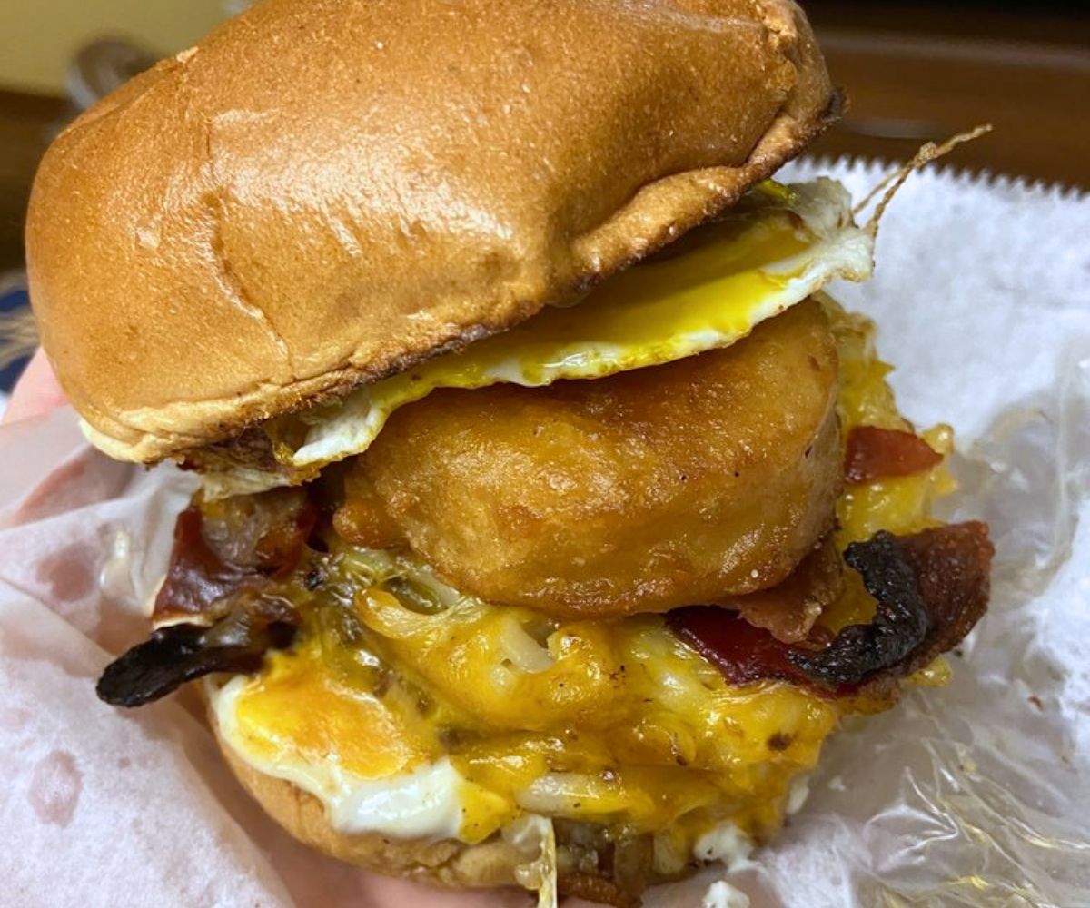 Nebraska Farmer Burger at Angus Burgers & Shakes in Kearney, NE