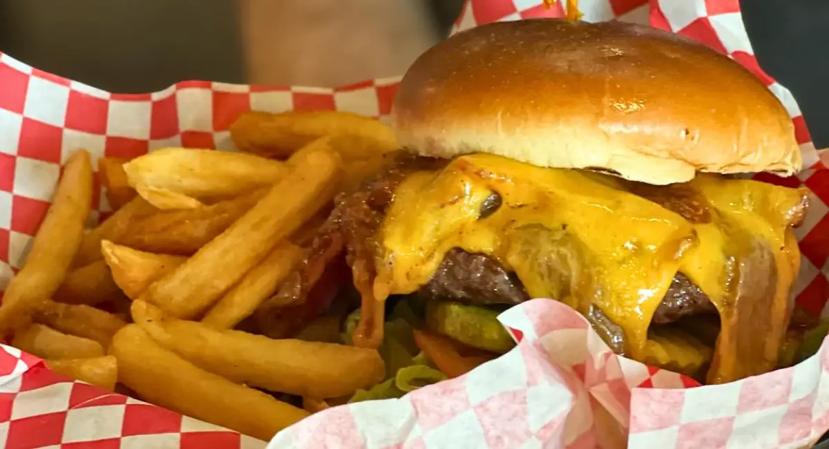 North American Elk Burger at Bridge View Tavern & Beer Garden in Sleepy Hollow, New York