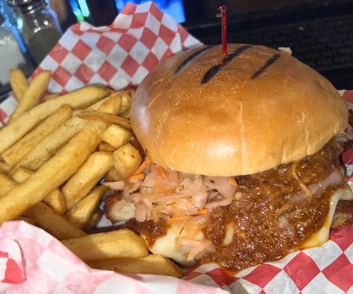 Chipotle Bison Burger at Bridge View Tavern & Beer Garden in Sleepy Hallow, New York