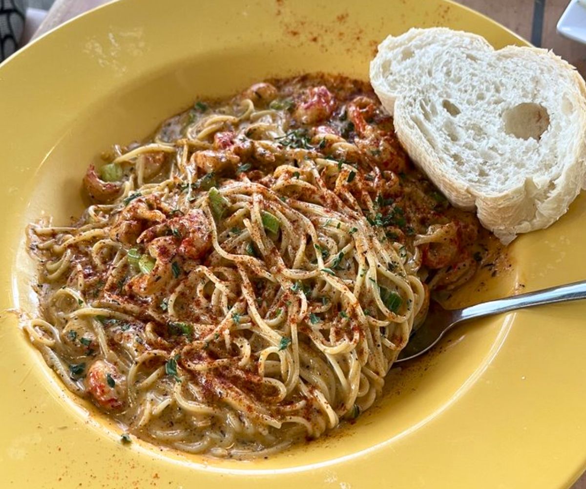 Crawfish Pasta at Harbor View Cafe in Long Beach, MS