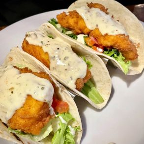 Costa Rican Fish Tacos at Hooked Seafood Restaurant in Manchester, New Hampshire