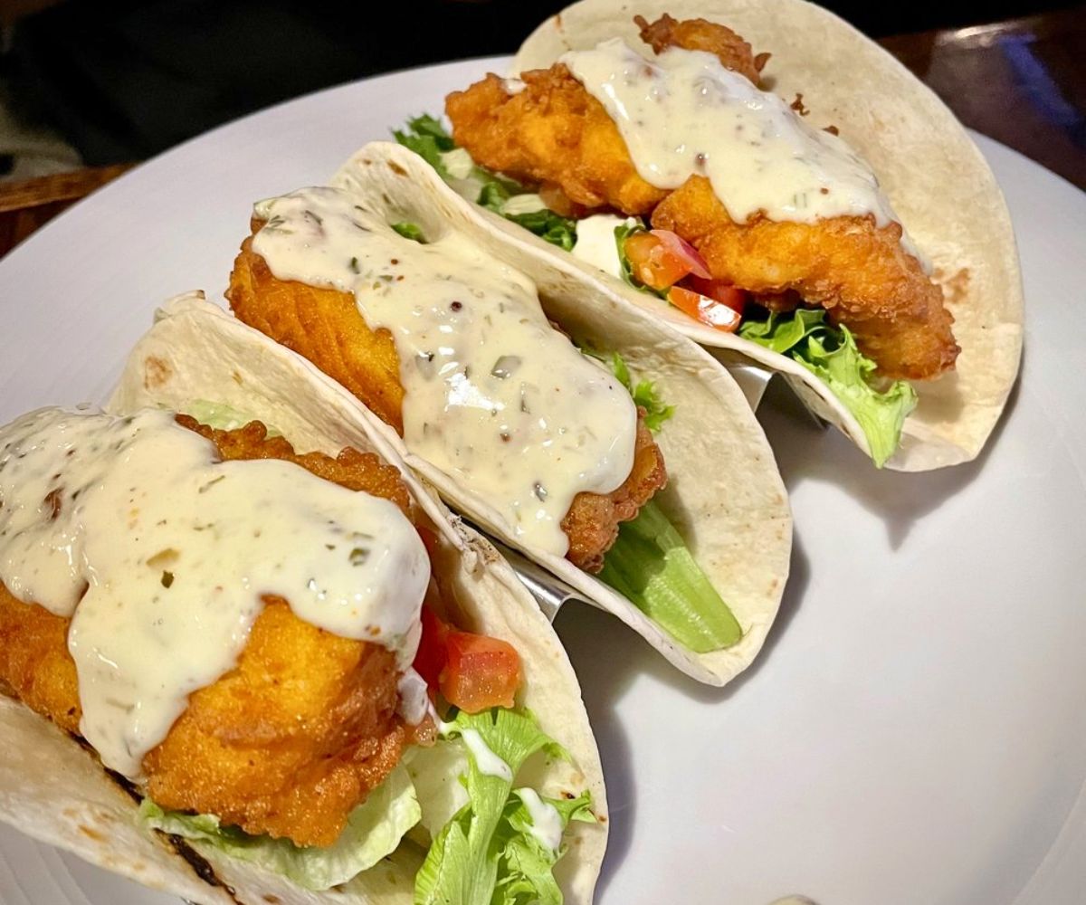 Costa Rican Fish Tacos at Hooked Seafood Restaurant in Manchester, New Hampshire