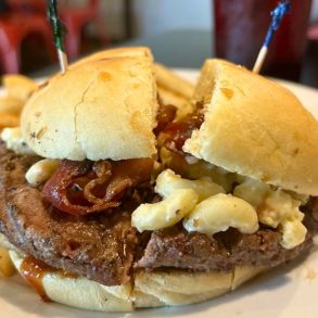 The Mac Daddy Burger at Midtown Caboose in Tallahassee, Florida