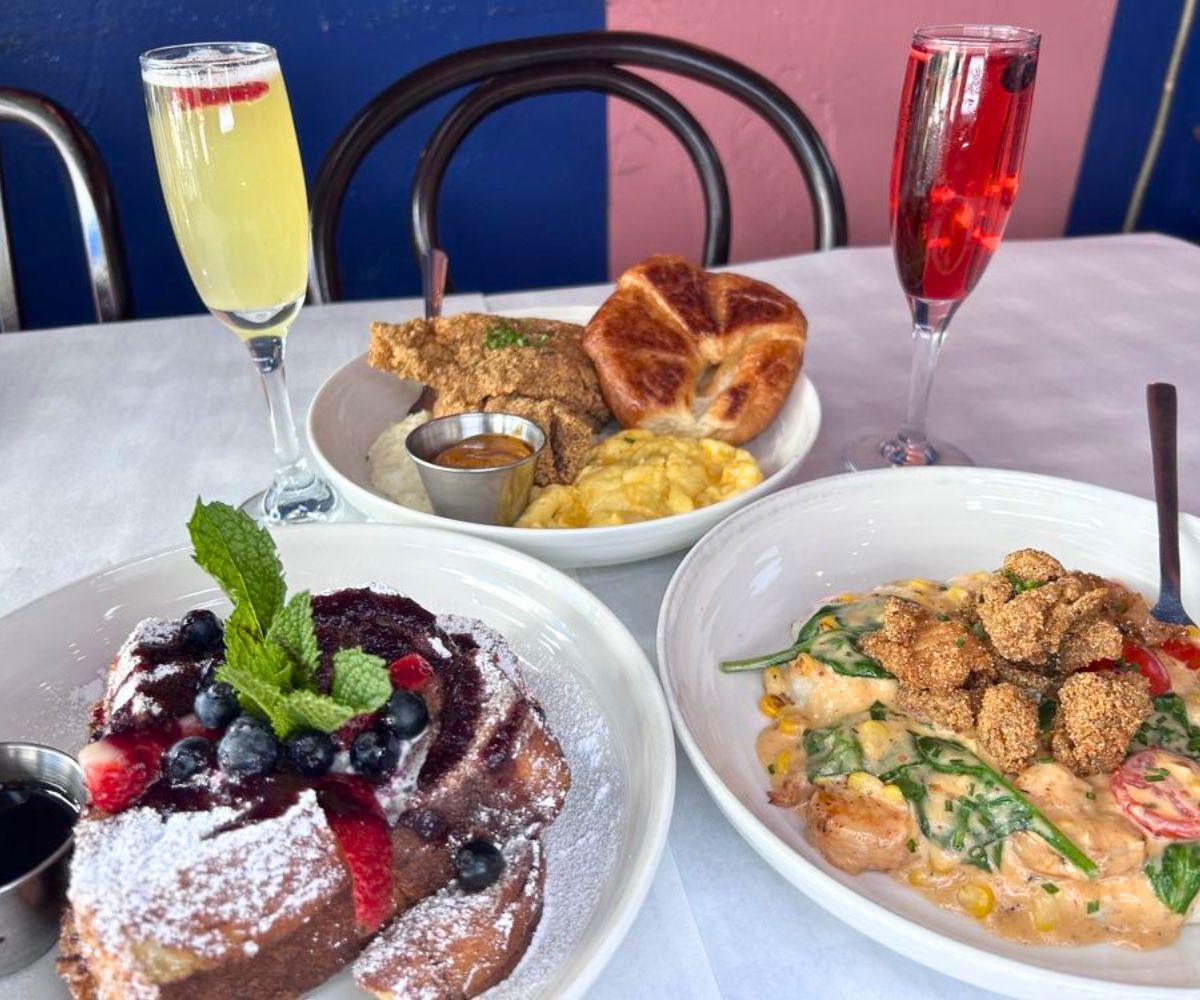 various breakfast dishes at The Breakfast Boys in College Park, Georgia