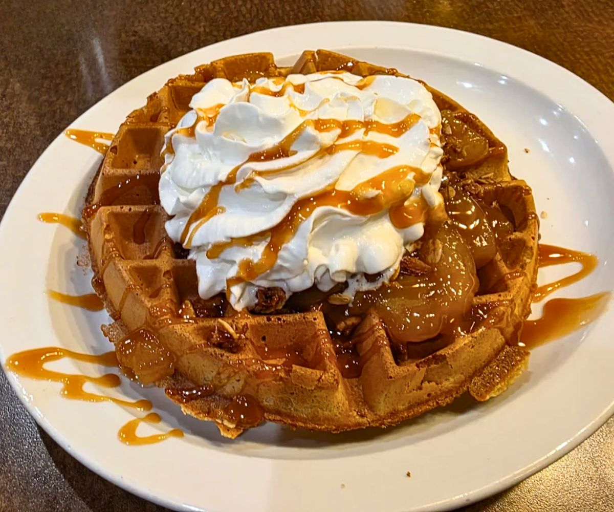 Caramel Apple Crisp Waffle at The Woodbury Cafe in Woodbury, MN