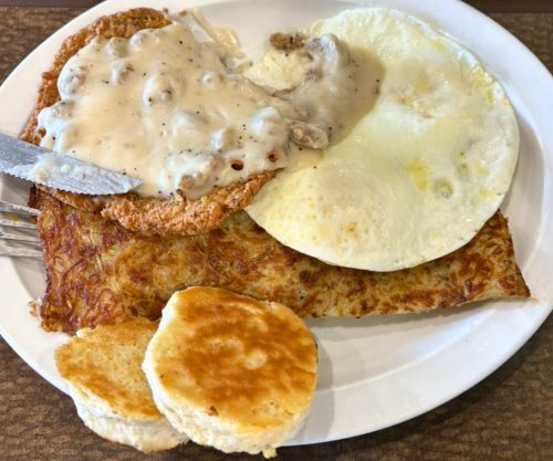 Country Fried Steak & Eggs at The Woodbury Cafe in Woodbury, MN