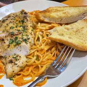 Spicy Cajun Pasta at One World in Peoria, Illinois