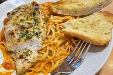 Spicy Cajun Pasta at One World in Peoria, Illinois