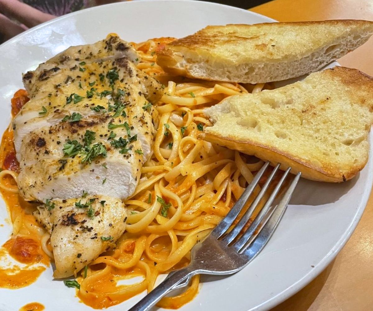 Spicy Cajun Pasta at One World in Peoria, Illinois