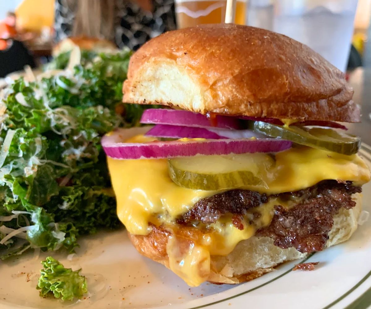 burger at Grind Burger Kitchen in Louisville, KY