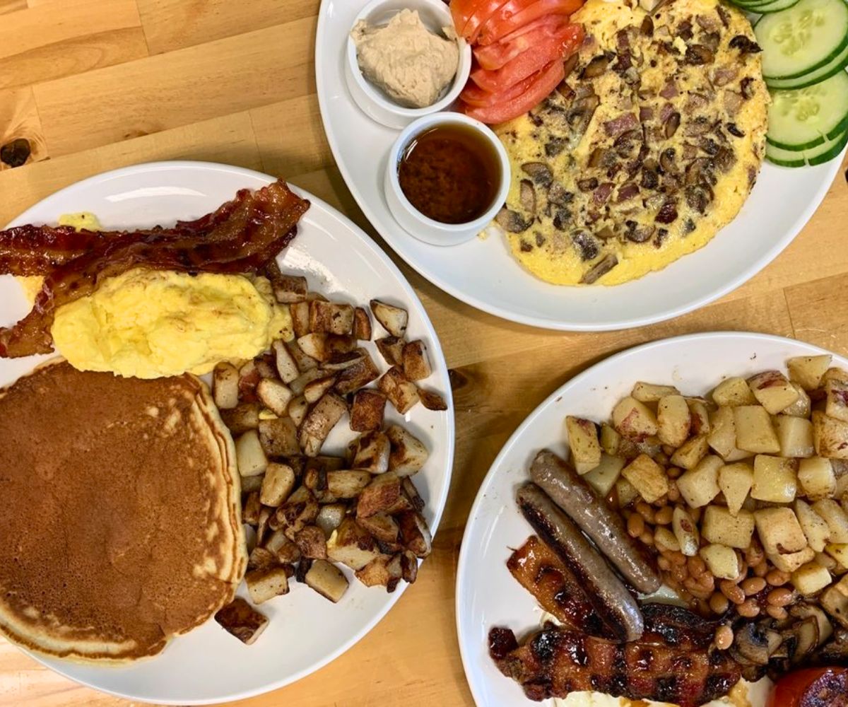 various breakfast dishes at Cafe Elena in Columbus, OH