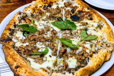 sausage pizza at zeneli's pizzeria in new Haven Connecticut