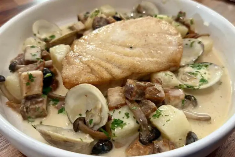 fish pasta at Collette's in Escondido, CA