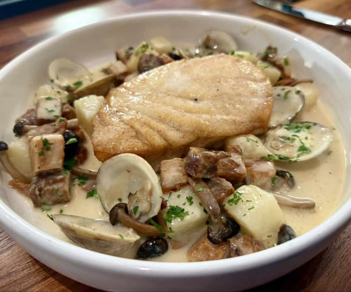 fish pasta at Collette's in Escondido, CA