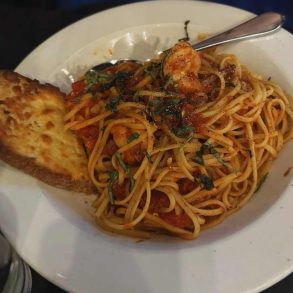 shrimp diavola at Cafe Roma in Elgin, Il