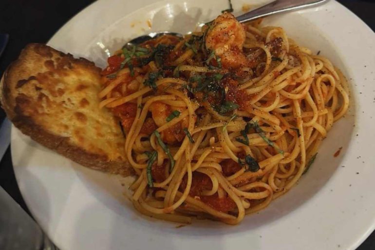 shrimp diavola at Cafe Roma in Elgin, Il