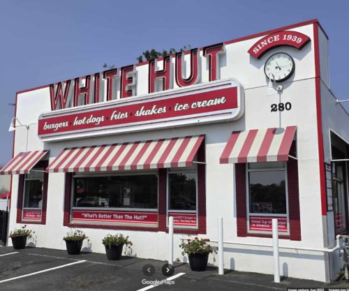 outside white hut in west springfield massachusetts