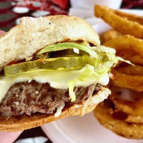 burger at white hut in west springfield, MA