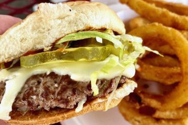 burger at white hut in west springfield, MA