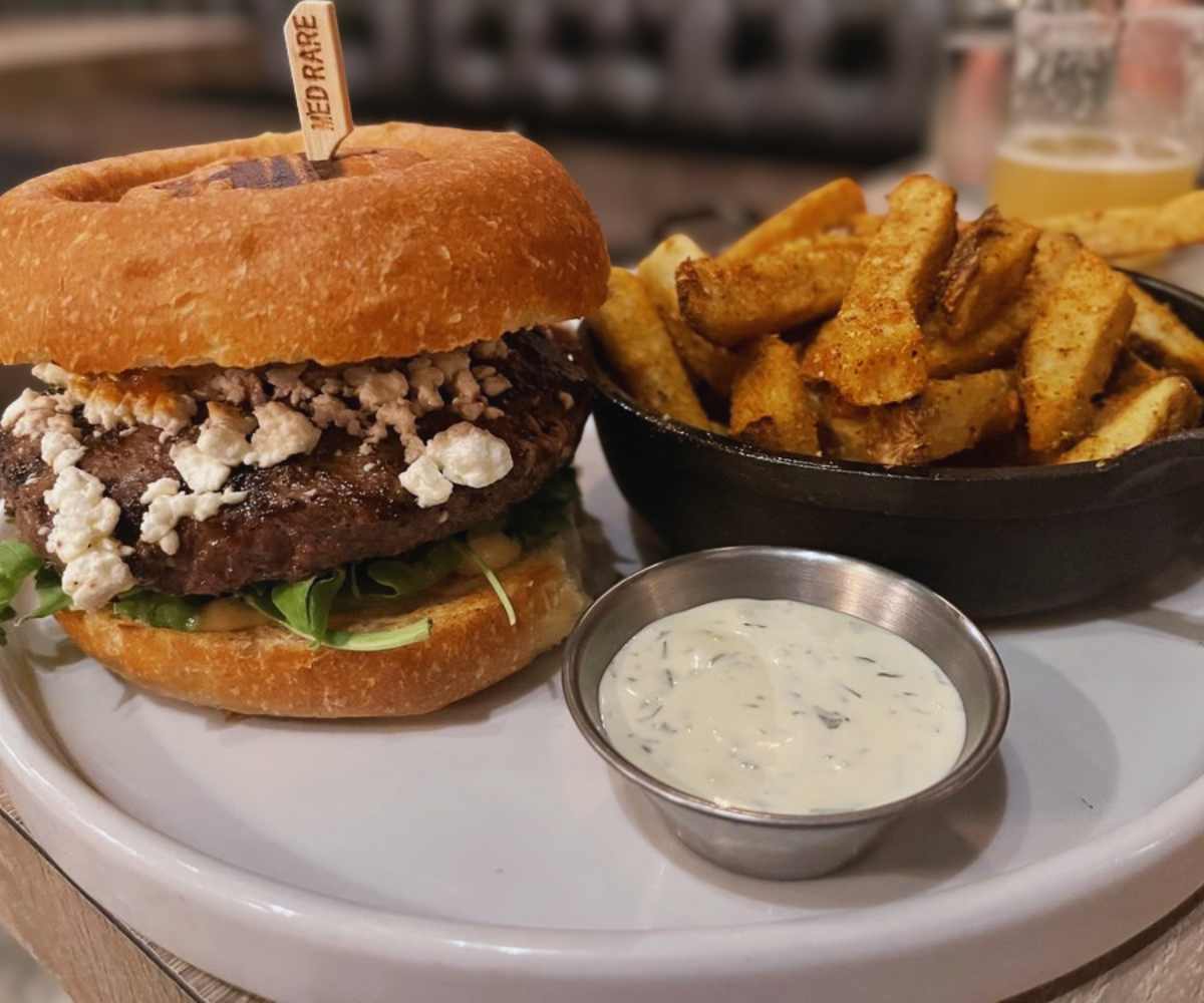 burger at The Rustik Fork in Riverside, CA