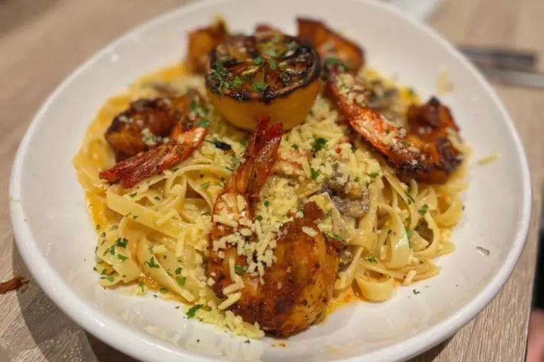 shrimp pasta at the rustik fork in riverside, CA