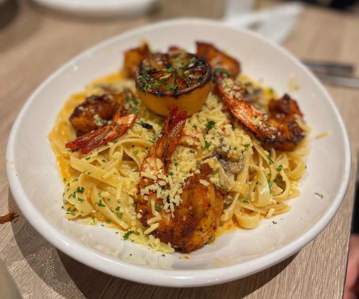 shrimp pasta at the rustik fork in riverside, CA