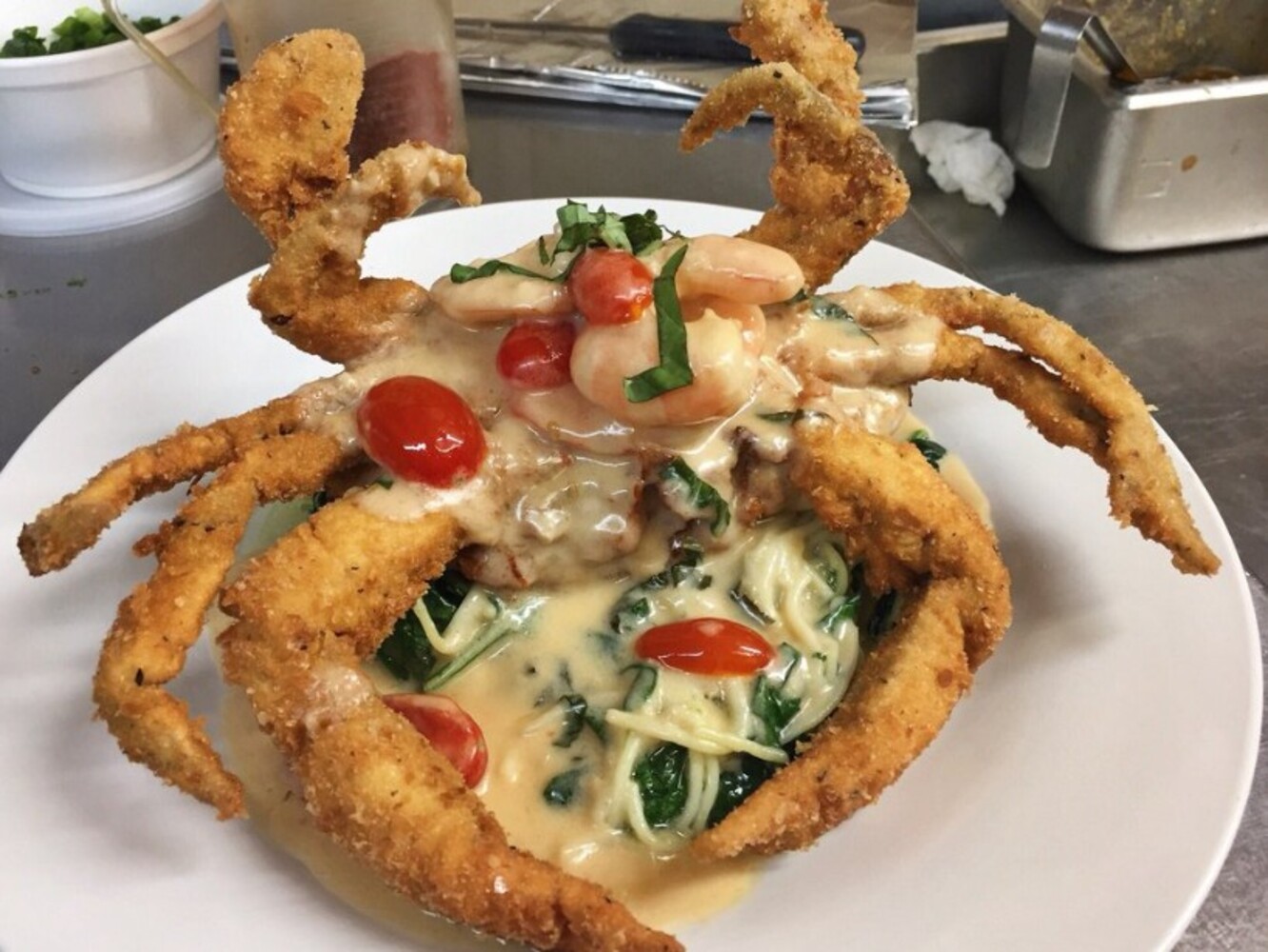 Food at T Leblanc's Creole Kitchen located in Slidell, LA. 