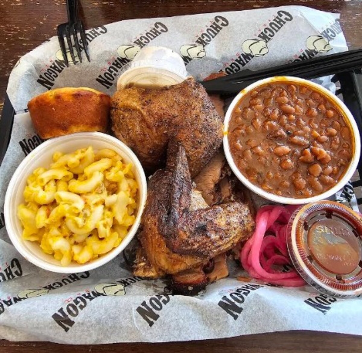 Food at ChuckWagon BBQ located in Madison, AL. 