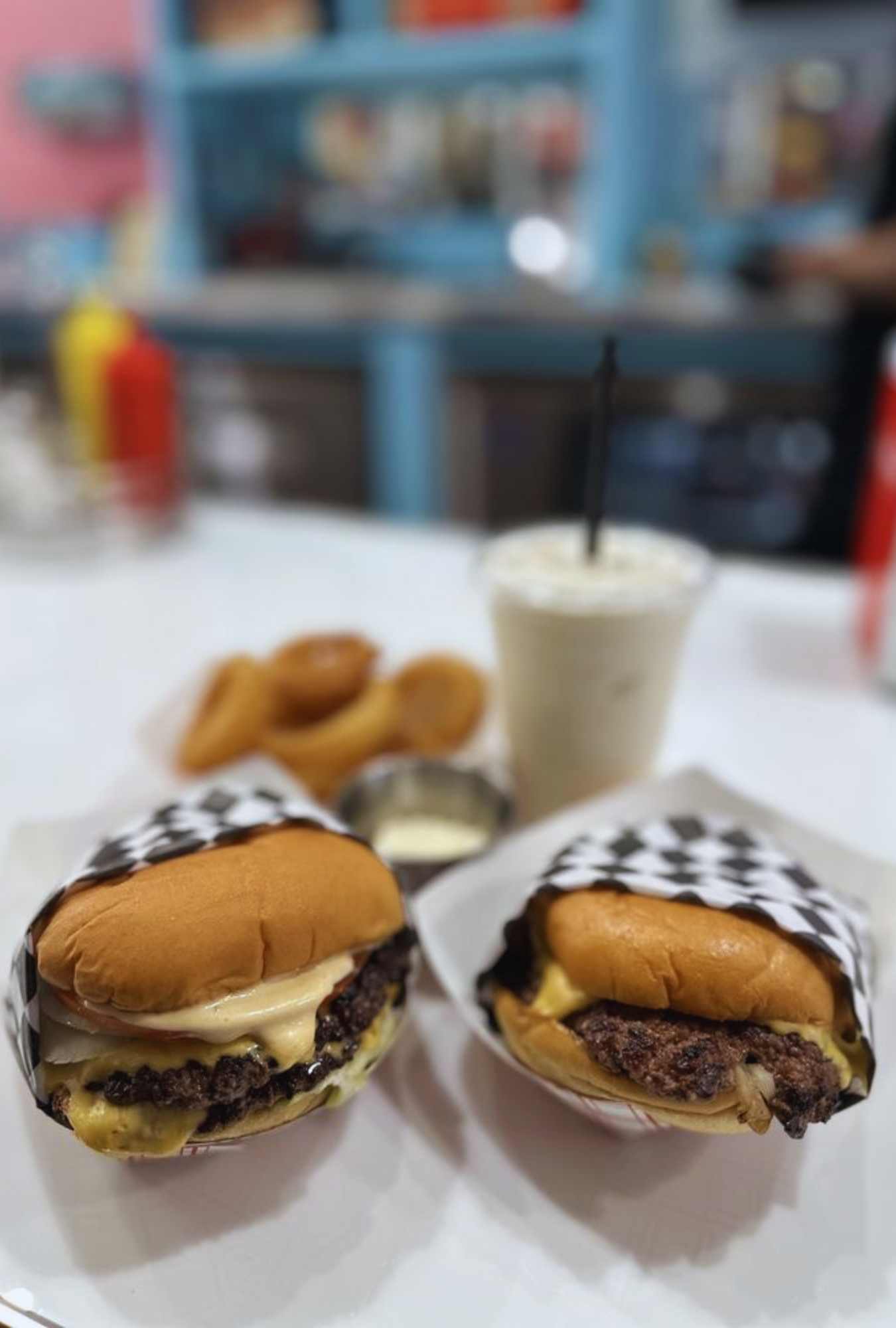 Patty's Burger double and Oklahoma Burgerat patty's diner in burlingame
