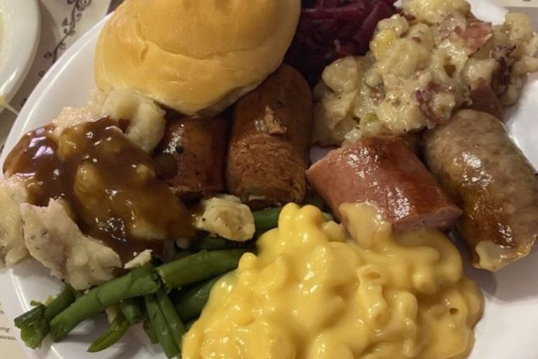 Food at Schmidt’s Sausage Haus Restaurant located in Columbus, OH.