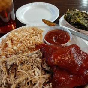 Food at Stamey’s Barbecue located in Greensboro NC.