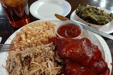 Food at Stamey’s Barbecue located in Greensboro NC.