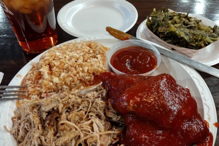 Food at Stamey’s Barbecue located in Greensboro NC.