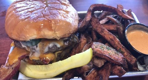 Behemoth Burger at Oscar's Breakfast, Burgers & Brews in Barboursville, West Virginia