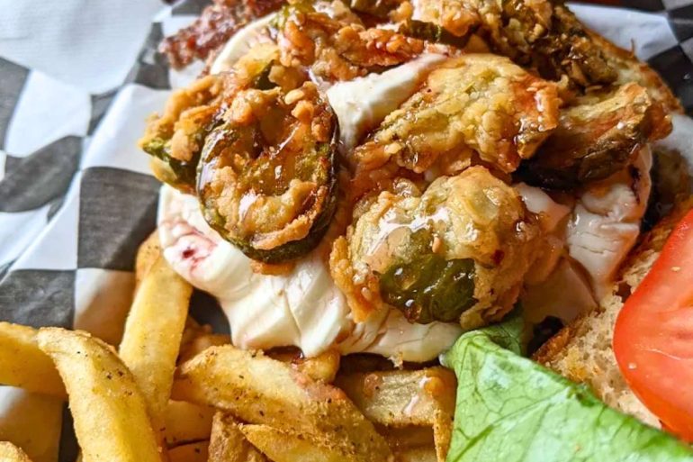 Popper Burger at Born In A Barn in Laramie, WY