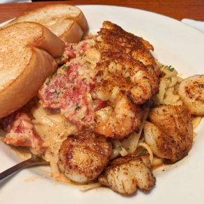 Cajun Shrimp and Scallop Pasta at Salt Water Grill in Corpus Christi, Texas