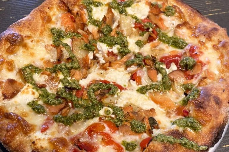 Ken's Smoked Salmon Pizza at Fiamma Pizza in Bellingham, Washington