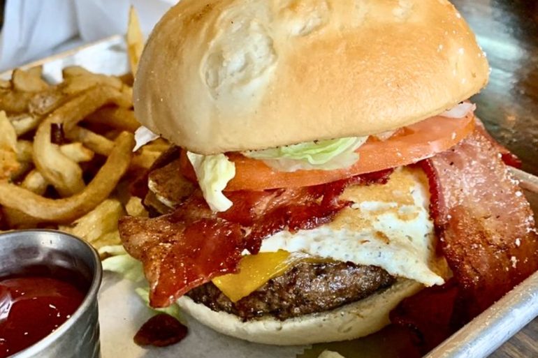 Taproom Burger at Old Black Bear Brewing Company in Madison, AL
